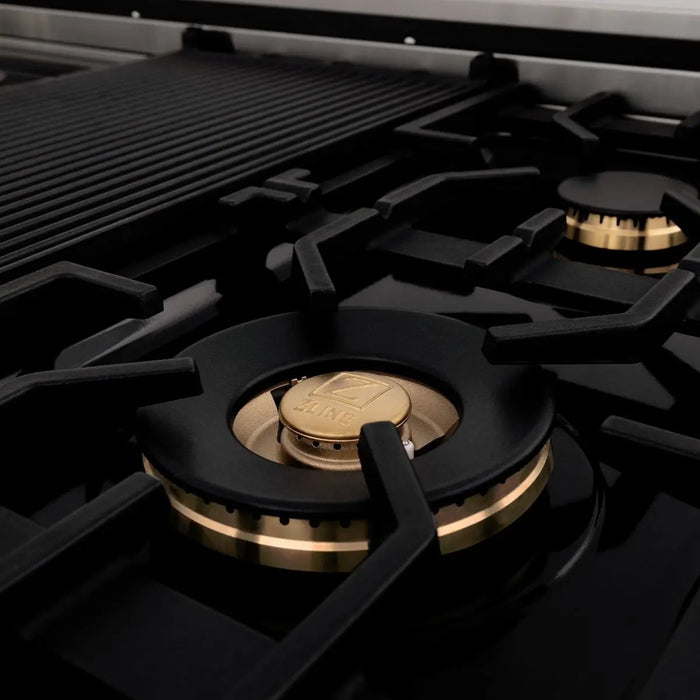 ZLINE 48" Dual Fuel Range in Stainless Steel with Brass Burners, RA-BR-48 ZLINE