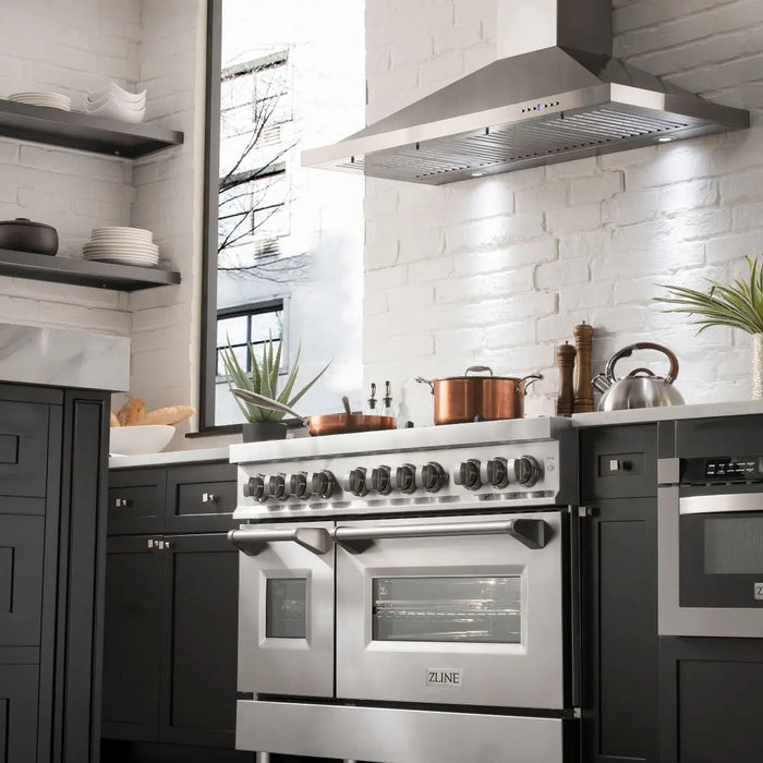 ZLINE 48" Dual Fuel Range in Stainless Steel with Brass Burners, RA-BR-48 ZLINE