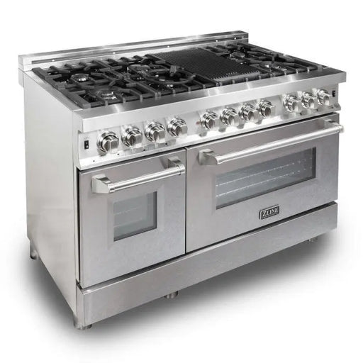 ZLINE 48" Dual Fuel Range in Stainless Steel with DuraSnow® Finish Doors, RA-SN-48 ZLINE