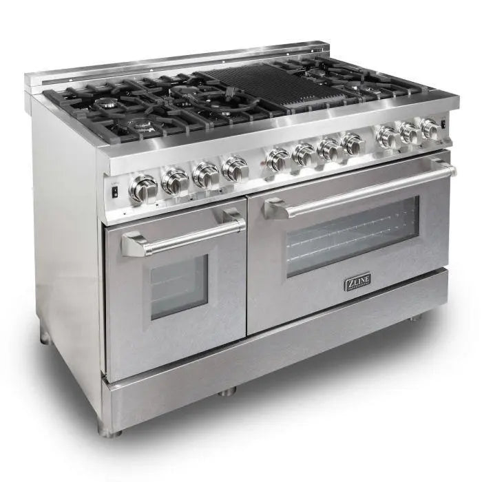 ZLINE 48" Dual Fuel Range in Stainless Steel with DuraSnow® Finish Doors, RA-SN-48 ZLINE