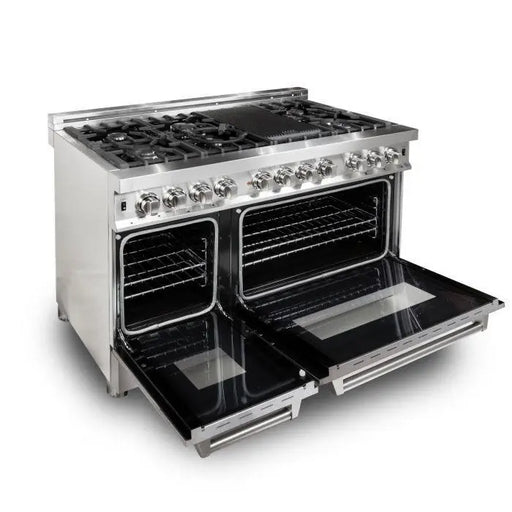 ZLINE 48" Dual Fuel Range in Stainless Steel with DuraSnow® Finish Doors, RA-SN-48 ZLINE