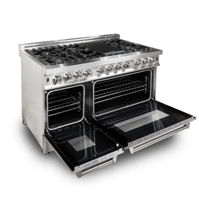 ZLINE 48" Dual Fuel Range in Stainless Steel with DuraSnow® Finish Doors, RA-SN-48 ZLINE