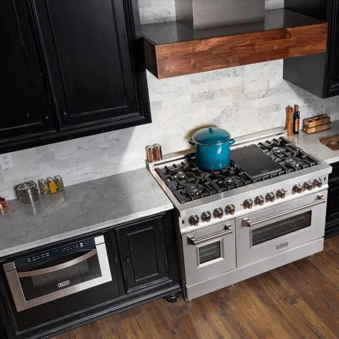 ZLINE 48" Dual Fuel Range in Stainless Steel with DuraSnow® Finish Doors, RA-SN-48 ZLINE