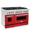 ZLINE 48" Dual Fuel Range in Stainless Steel with Red Matte Doors, RA-RM-48 ZLINE