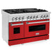 ZLINE 48" Dual Fuel Range in Stainless Steel with Red Matte Doors, RA-RM-48 ZLINE