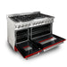 ZLINE 48" Dual Fuel Range in Stainless Steel with Red Matte Doors, RA-RM-48 ZLINE