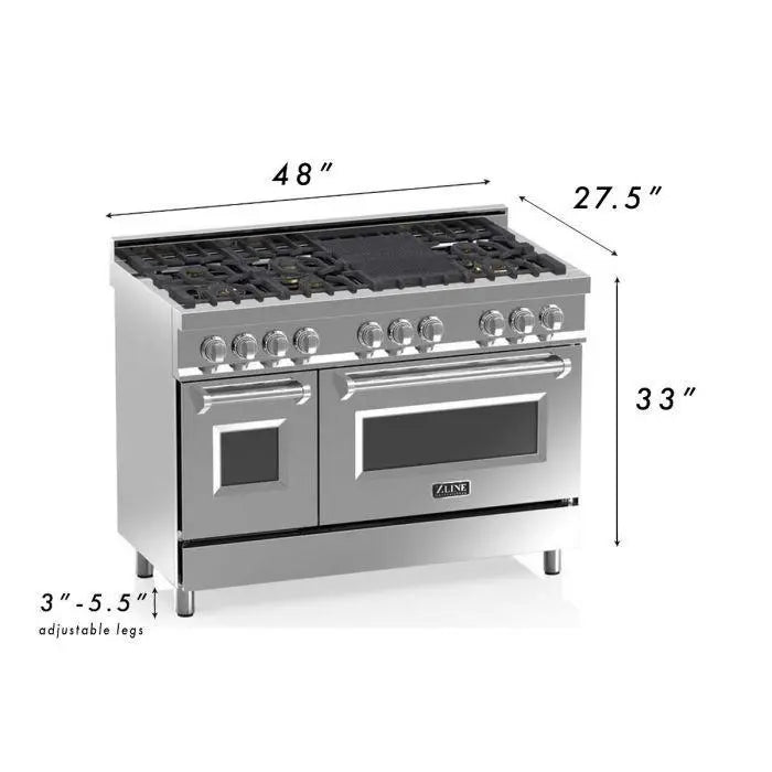 ZLINE 48" Dual Fuel Range in Stainless Steel with White Matte Doors, RA-WM-48 ZLINE