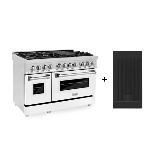 ZLINE 48" Dual Fuel Range with Griddle and White Matte Door in Stainless Steel, RA-WM-GR-48 ZLINE Dreamwood Living