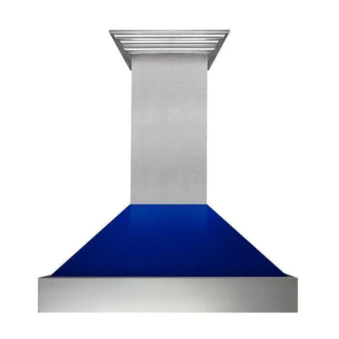ZLINE 48" Ducted Wall Mount Range Hood in DuraSnow® Stainless Steel with Blue Gloss Shell, 8654BG-48 ZLINE Dreamwood Living