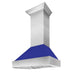 ZLINE 48" Ducted Wall Mount Range Hood in DuraSnow® Stainless Steel with Blue Matte Shell, 8654BM-48 ZLINE Dreamwood Living