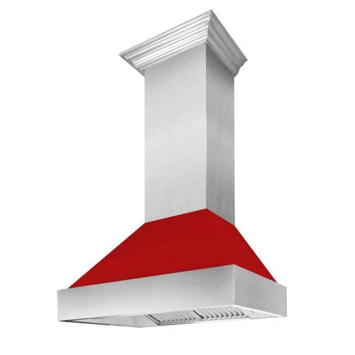ZLINE 48" Ducted Wall Mount Range Hood in DuraSnow® Stainless Steel with Red Matte Shell, 8654RM-48 ZLINE Dreamwood Living