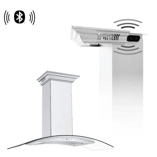 ZLINE 48" Ducted Wall Mount Range Hood in Stainless Steel & Glass with CrownSound®  Built-in Bluetooth Speakers, KN4CRN-BT-48 ZLINE Dreamwood Living