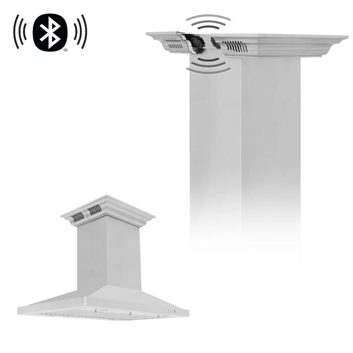 ZLINE 48" Island Mount Range Hood in Stainless Steel with Built-in CrownSound® Bluetooth Speakers, GL2iCRN-BT-48 ZLINE Dreamwood Living