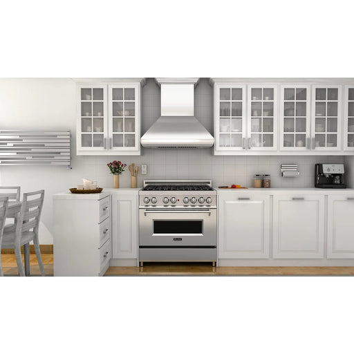 ZLINE 48" Professional Convertible Wall Mount Range Hood in Stainless Steel with Crown Molding, 587CRN-48 ZLINE
