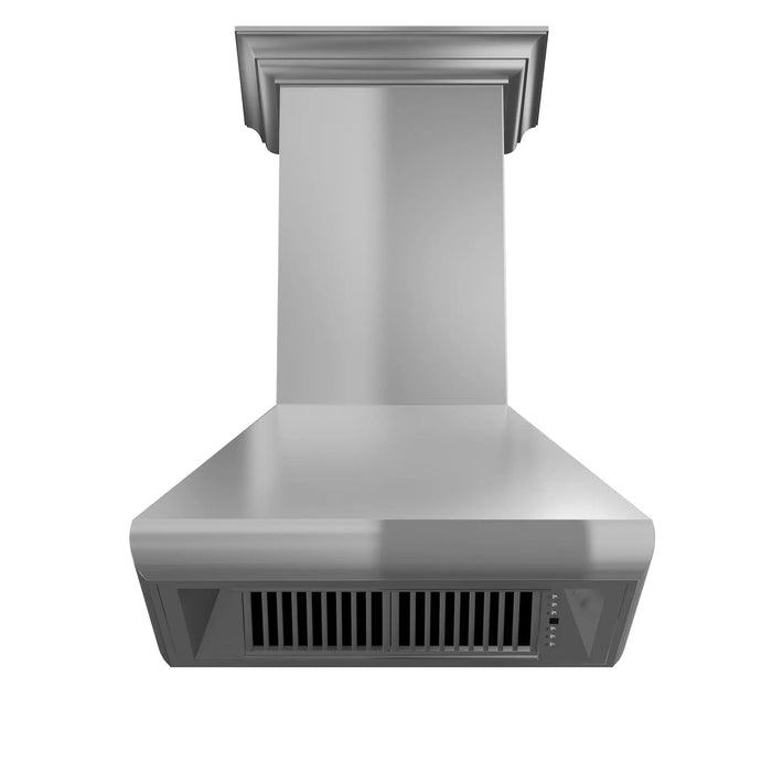 ZLINE 48" Professional Convertible Wall Mount Range Hood in Stainless Steel with Crown Molding, 587CRN-48 ZLINE