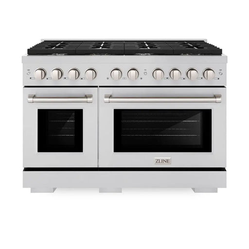 ZLINE 48” Professional Double Oven All Gas Range with 8 Burners in Stainless Steel, SGR48 ZLINE