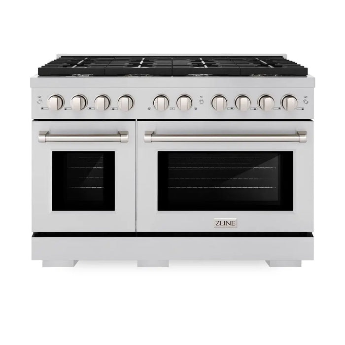 ZLINE 48” Professional Double Oven All Gas Range with 8 Burners in Stainless Steel, SGR48 ZLINE