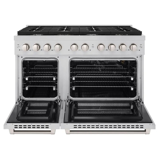 ZLINE 48” Professional Double Oven All Gas Range with 8 Burners in Stainless Steel, SGR48 ZLINE