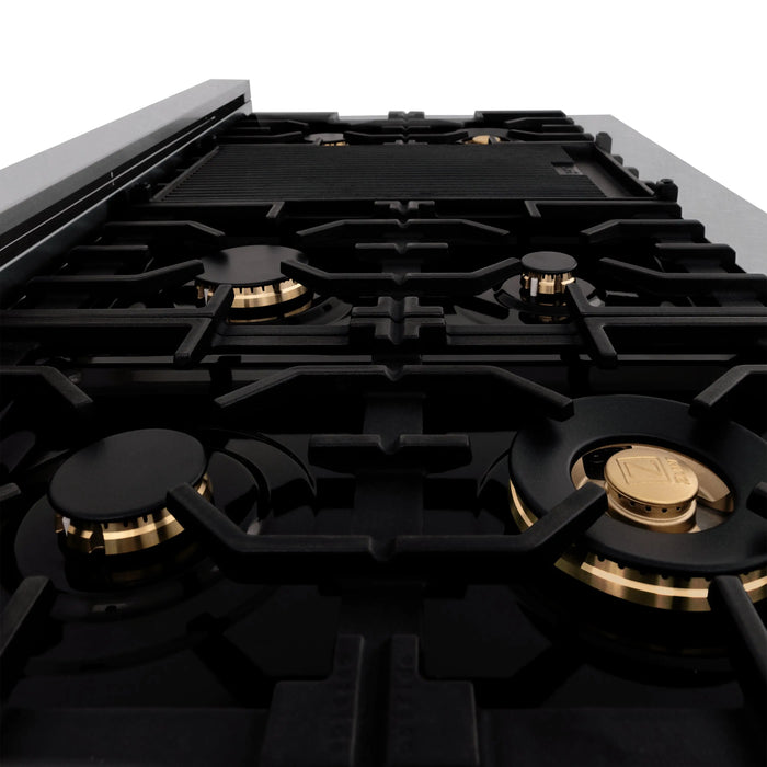 ZLINE 48" Rangetop in DuraSnow® Stainless Steel With 7 Gas Burners And Griddle, RTS-BR-GR-48 ZLINE Dreamwood Living