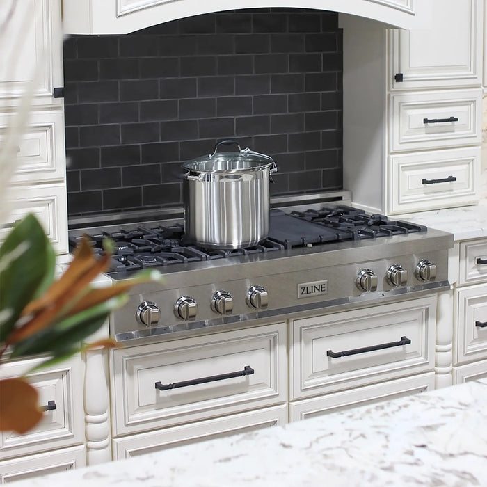 ZLINE 48" Rangetop in DuraSnow® Stainless Steel with 7 Gas Brass Burners And Griddle, RTS-GR-48 ZLINE Dreamwood Living