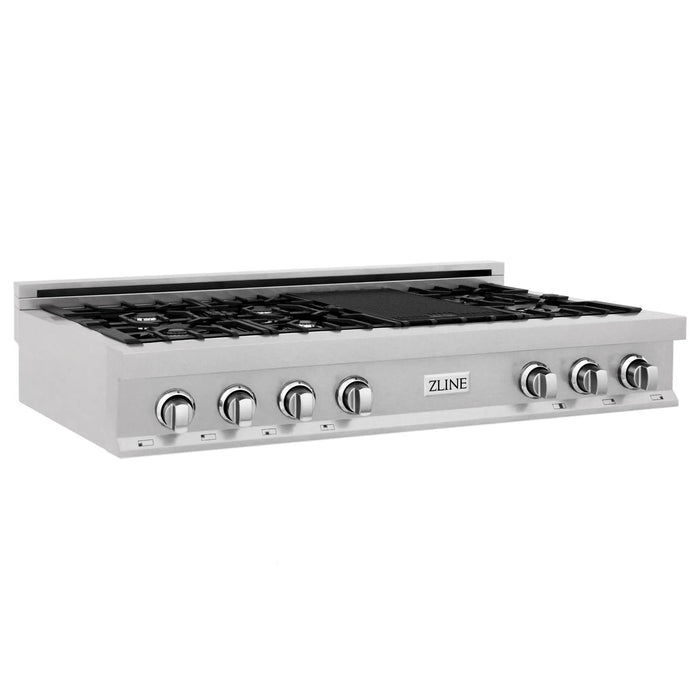 ZLINE 48" Rangetop in DuraSnow® Stainless Steel with 7 Gas Brass Burners And Griddle, RTS-GR-48 ZLINE Dreamwood Living