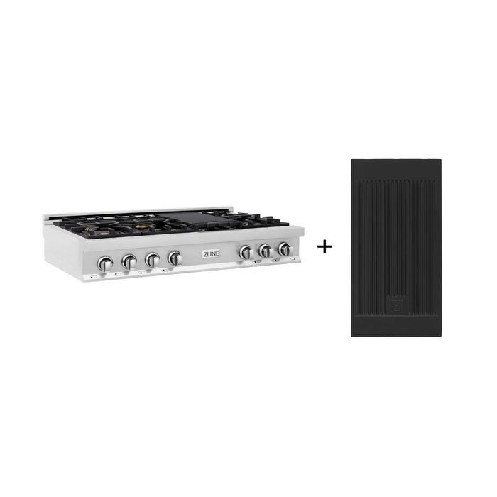 ZLINE 48" Rangetop in Stainless Steel with 7 Gas Brass Burners and Griddle, RT-BR-GR-48 ZLINE Dreamwood Living