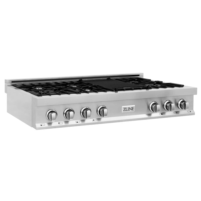 ZLINE 48" Rangetop in Stainless Steel with 7 Gas Burnes and Griddle, RT-GR-48 ZLINE Dreamwood Living