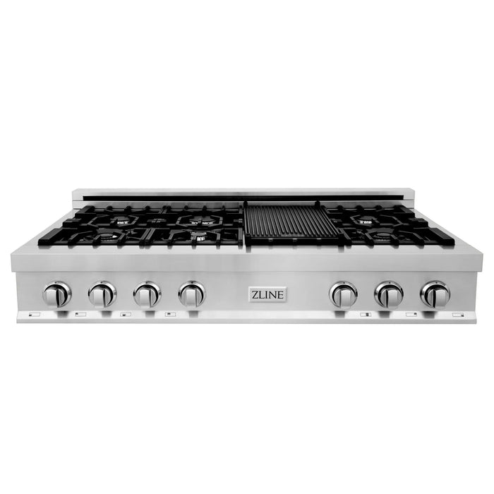 ZLINE 48" Rangetop in Stainless Steel with 7 Gas Burnes and Griddle, RT-GR-48 ZLINE Dreamwood Living