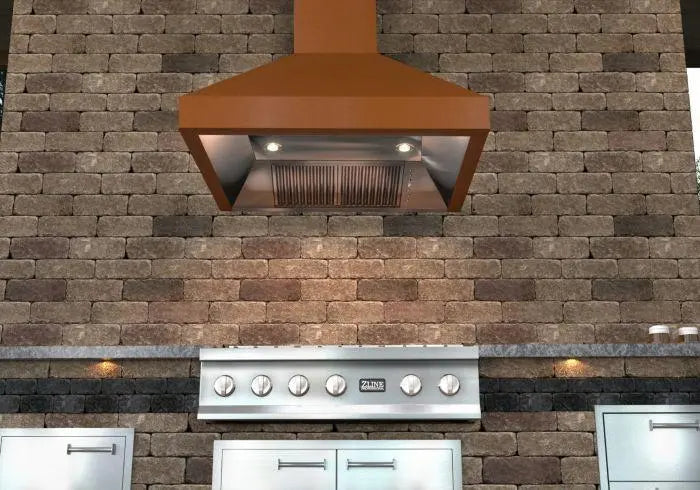 ZLINE 48" Wall Mount Range Hood in Copper with Crown Molding, 8667C-48 ZLINE