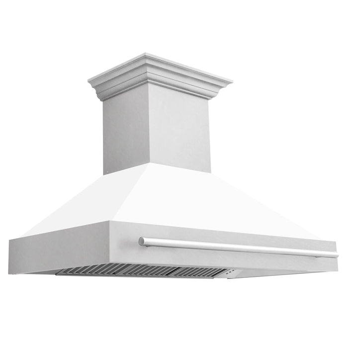 ZLINE 48" Wall Mount Range Hood in DuraSnow® Stainless Steel White Matte Shell, 8654SNX-WM-48 ZLINE Dreamwood Living