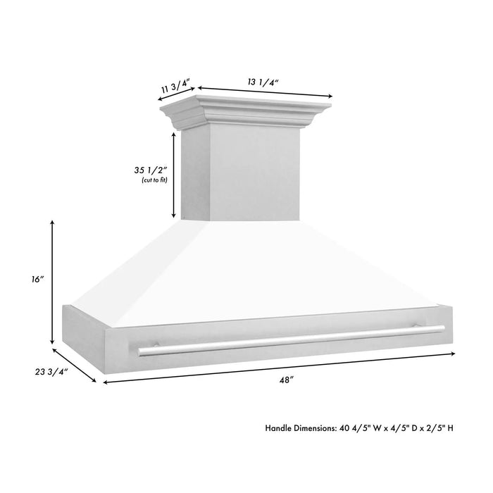 ZLINE 48" Wall Mount Range Hood in DuraSnow® Stainless Steel White Matte Shell, 8654SNX-WM-48 ZLINE Dreamwood Living