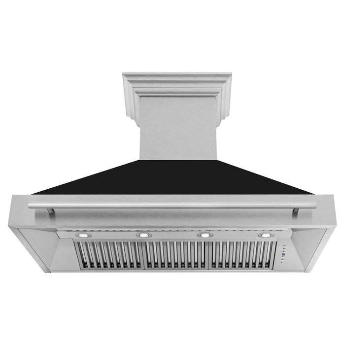ZLINE 48" Wall Mount Range Hood in DuraSnow® Stainless Steel with Black Matte Shell, 8654SNX-BLM-48 ZLINE Dreamwood Living