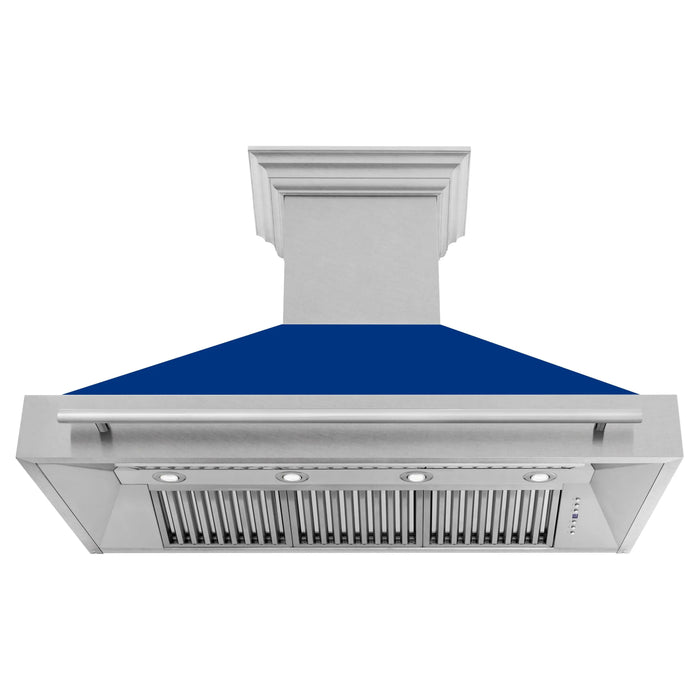 ZLINE 48" Wall Mount Range Hood in DuraSnow® Stainless Steel with Blue Gloss Shell, 8654SNX-BG-48 ZLINE Dreamwood Living