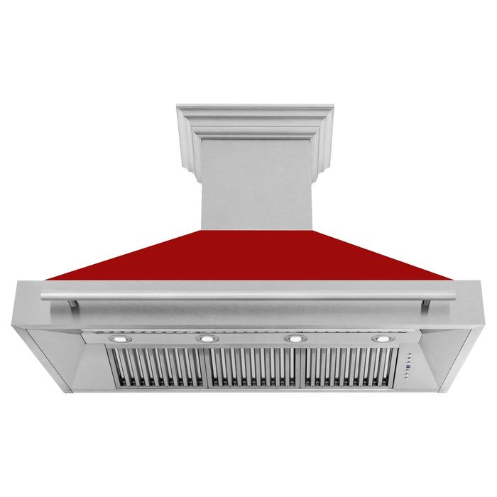 ZLINE 48" Wall Mount Range Hood in DuraSnow® Stainless Steel with Red Gloss Shell, 8654SNX-RG-48 ZLINE Dreamwood Living