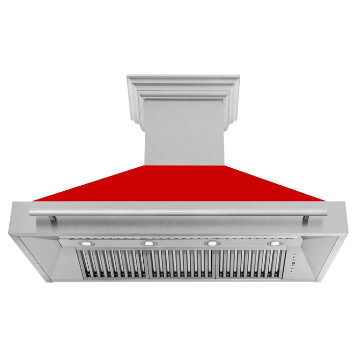 ZLINE 48" Wall Mount Range Hood in DuraSnow® Stainless Steel with Red Matte Shell, 8654SNX-RM48 ZLINE Dreamwood Living