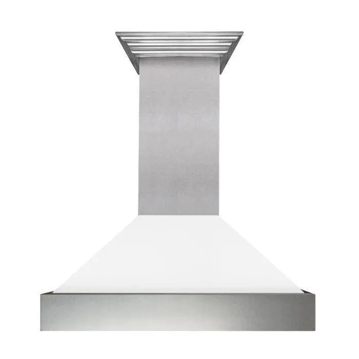 ZLINE 48" Wall Mount Range Hood in DuraSnow® Stainless Steel with White Matte Shell, 8654WM-48 ZLINE