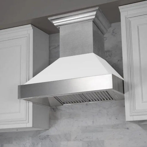 ZLINE 48" Wall Mount Range Hood in DuraSnow® Stainless Steel with White Matte Shell, 8654WM-48 ZLINE