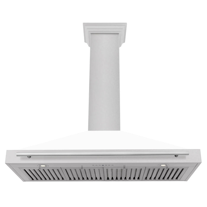 ZLINE 48" Wall Mount Range Hood in DuraSnow® Stainless Steel with White Matte Shell, KB4SNX-WM-48 ZLINE Dreamwood Living