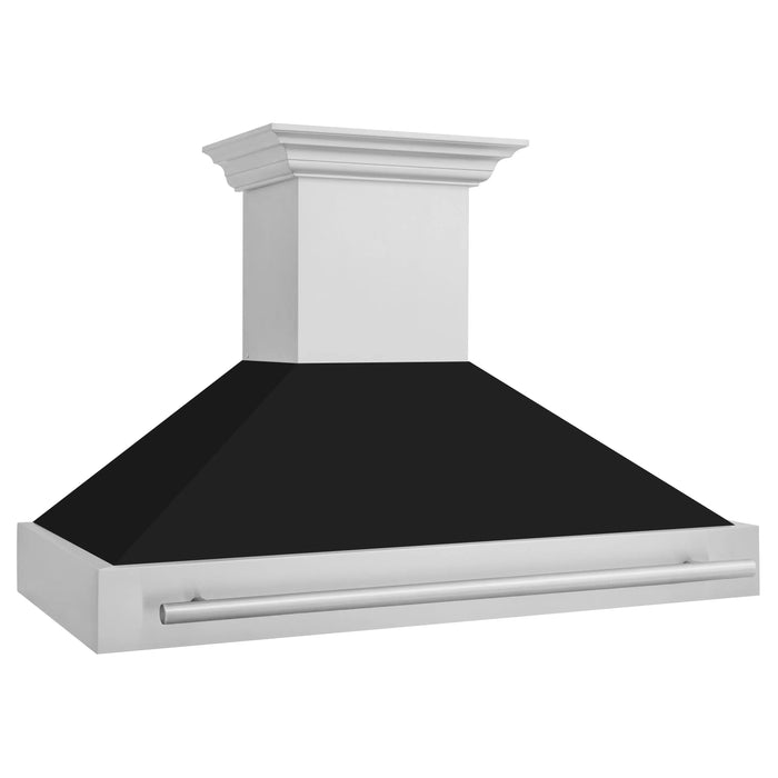 ZLINE 48" Wall Mount Range Hood in Stainless Steel with Black Matte Shell and Stainless Steel Handle, 8654STX-BLM-48 ZLINE Dreamwood Living