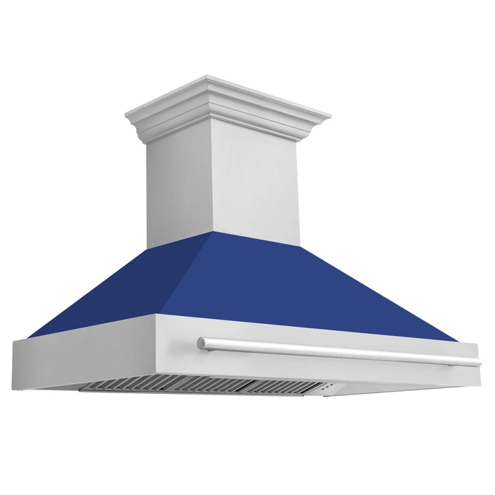 ZLINE 48" Wall Mount Range Hood in Stainless Steel with Blue Matte Shell, 8654STX-BM-48 ZLINE Dreamwood Living