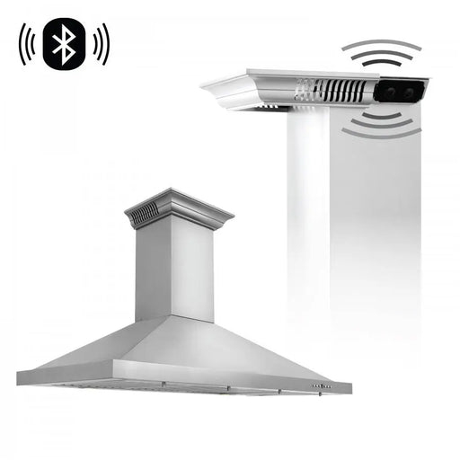 ZLINE 48" Wall Mount Range Hood in Stainless Steel with Built-in CrownSound® Bluetooth Speakers, KBCRN-BT-48 ZLINE