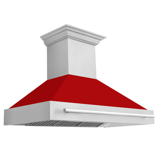 ZLINE 48" Wall Mount Range Hood in Stainless Steel with Red Matte Shell, 8654STX-RM48 ZLINE Dreamwood Living
