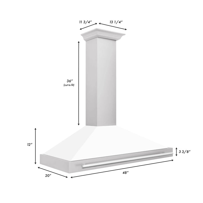 ZLINE 48" Wall Mount Range Hood in Stainless Steel with White Matte Shell, KB4STX-WM-48 ZLINE Dreamwood Living