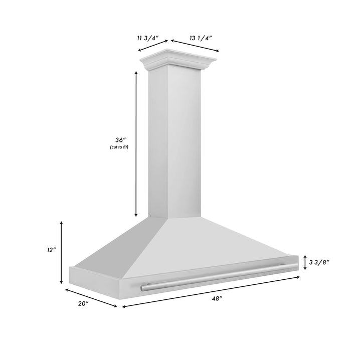 ZLINE 48" Wall Mount Range Hood with Stainless Steel Handle, KB4STX-48 ZLINE Dreamwood Living