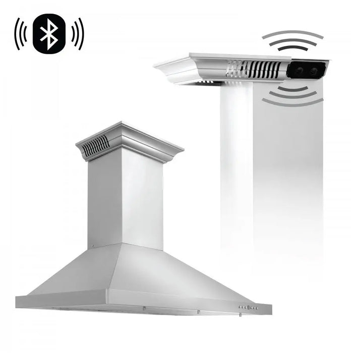 ZLINE 48" Wall Range Hood in Stainless Steel with Built-in CrownSound® Bluetooth Speakers, KL2CRN-BT-48 ZLINE