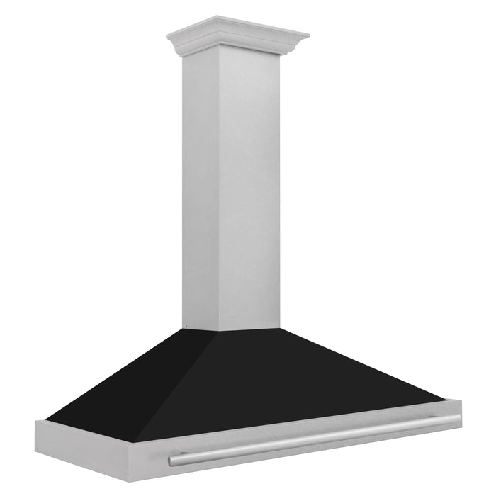 ZLINE 48"Wall Mount Range Hood in DuraSnow® Stainless Steel with Black Matte Shell, KB4SNX-BLM-48 ZLINE