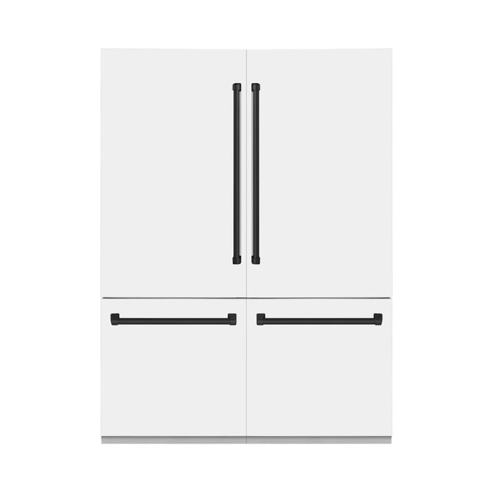 ZLINE 60" Autograph Edition Built-In 4-Door French Door Refrigerator in White Matte with Matte Black Accents, RBIVZ-WM-60-MB ZLINE Dreamwood Living