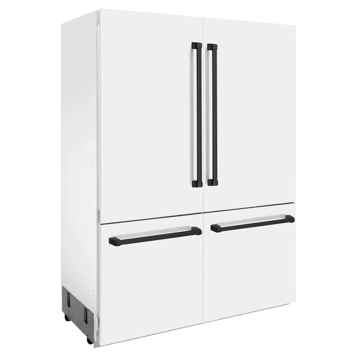 ZLINE 60" Autograph Edition Built-In 4-Door French Door Refrigerator in White Matte with Matte Black Accents, RBIVZ-WM-60-MB ZLINE Dreamwood Living