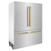 ZLINE 60" Autograph Edition Built-In 4-Door Refrigerator in DuraSnow® Stainless Steel with Champagne Bronze Accents, RBIVZ-SN-60-CB ZLINE Dreamwood Living