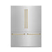 ZLINE 60" Autograph Edition Built-In 4-Door Refrigerator in DuraSnow® Stainless Steel with Gold Accents ZLINE Dreamwood Living